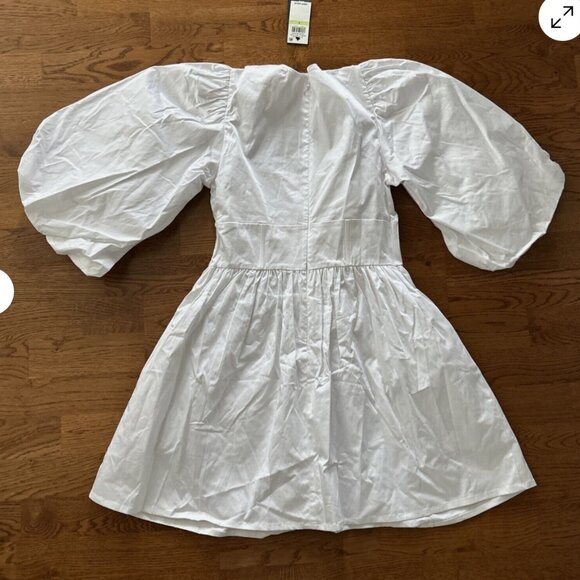 NWT DANIELLE BERNSTEIN White Puff Sleeve Corset Squareneck Dress Mini Graduation - Picture 4 of 4